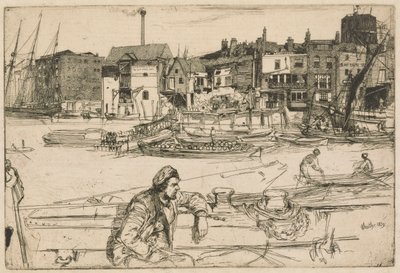 Přístaviště černých lvů, ze souboru Temže (Série šestnácti leptů scén na Temži a dalších témat) od James Abbott McNeill Whistler
