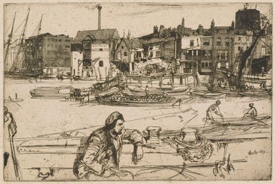 Přístaviště černých lvů, ze souboru Temže (Série šestnácti leptů scén na Temži a dalších témat) od James Abbott McNeill Whistler