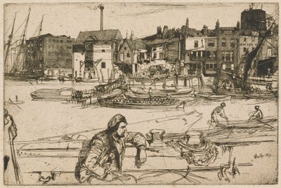 Přístaviště Černého lva, ze série Temže (Soubor šestnácti leptů se scénami na Temži a jinými náměty) od James McNeill Whistler