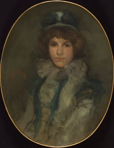 Modrá a korálová:  „The Little Blue Bonnet“ od James McNeill Whistler