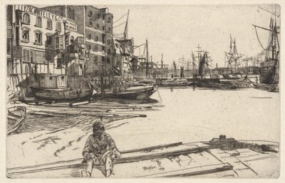 Eagle Wharf (Tyzac, Whiteley & Co.), z Temže Set (Série šestnácti leptů scén na Temži a dalších témat) od James Abbott McNeill Whistler