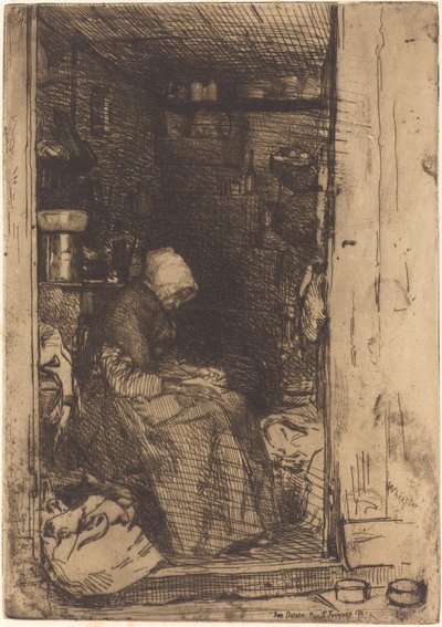 Stará žena s hadry od James Abbott McNeill Whistler