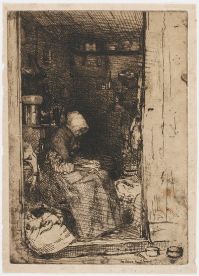 Stará žena s hadry od James Abbott McNeill Whistler