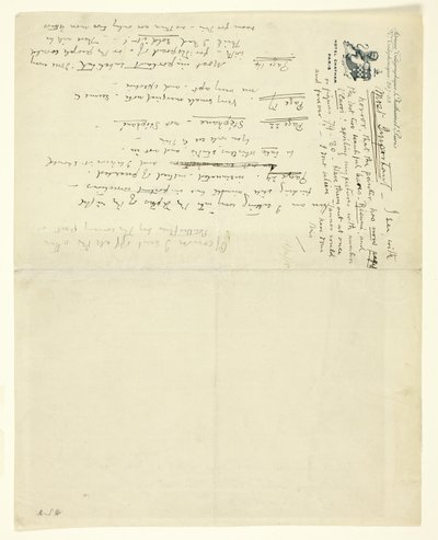 Dopis Williamu Heinemannovi s opravami pro Eden versus Whistler: The Baronet and the Butterfly. Valentýn s verdiktem od James Abbott McNeill Whistler