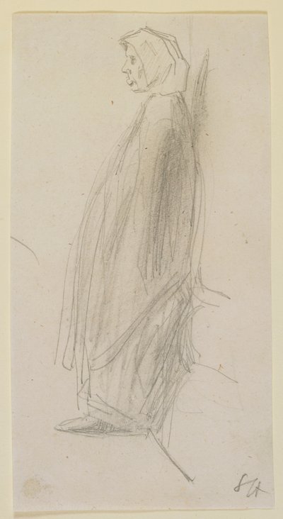 Profilový náčrt staré ženy stojící od James Abbott McNeill Whistler