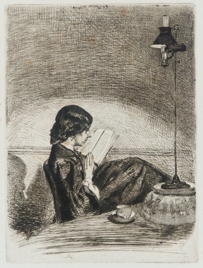 Čtení Lamplight od James Abbott McNeill Whistler