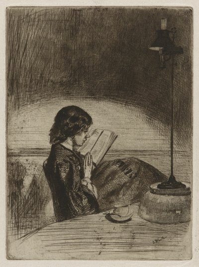 Čtení Lamplight od James Abbott McNeill Whistler