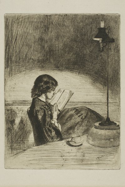 Čtení Lamplight od James Abbott McNeill Whistler