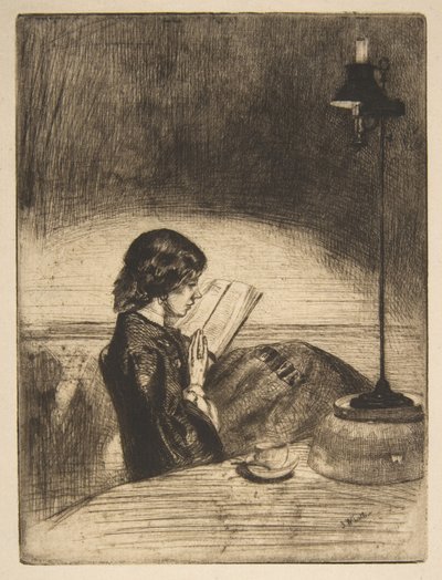 Čtení při světle lampy od James McNeill Whistler