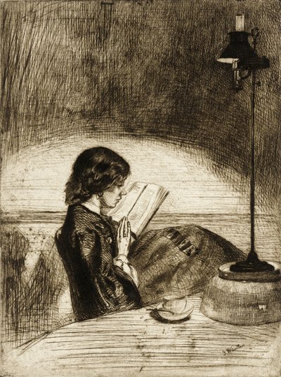 Čtení při světle lampy od James McNeill Whistler