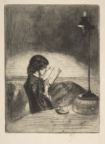 Čtení při světle lampy od James McNeill Whistler