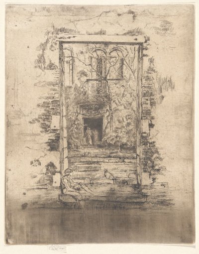 Zahrada, z druhé benátské série (série dvaceti šesti leptů) od James McNeill Whistler
