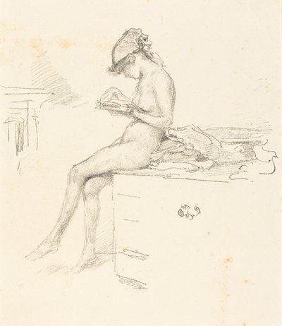 Malá nahá modelka, čtoucí od James McNeill Whistler