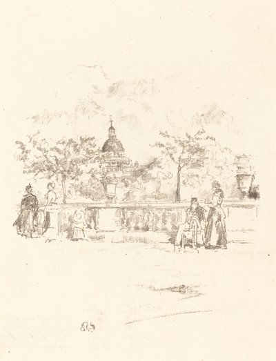 Pantheon z terasy Lucemburských zahrad od James Abbott McNeill Whistler
