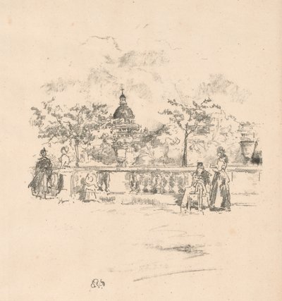 Pantheon z terasy Lucemburských zahrad od James Abbott McNeill Whistler