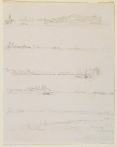 Rýn, poblíž Worms a Oppenheim od James Abbott McNeill Whistler