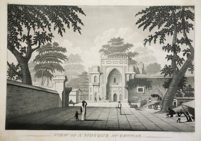 Pohled na mešitu v Chunar, hospoda. 1810 rytina. od James Moffat