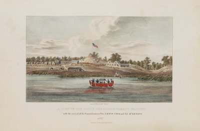 Pohled na smluvní území Butte Des Morts; s příjezdem komisařů guvernéra Lewise Casse a plukovníka McKennyho, z The Aboriginal Portfolio (Domorodé portfolio) od James Otto Lewis