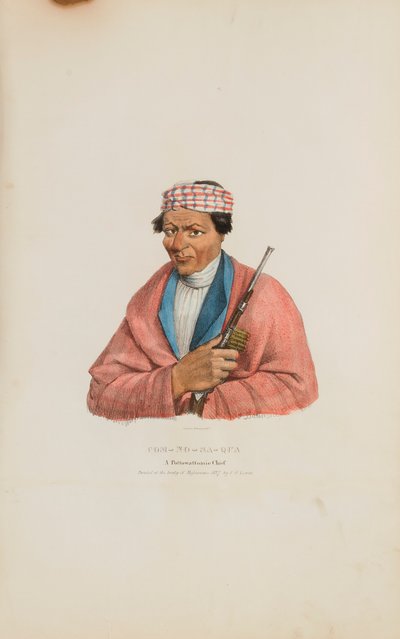 CAN-NO-SA-QUA; náčelník Pottowattomie, z portfolia domorodců od James Otto Lewis