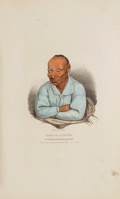 KER-O-MENEE; Slavný náčelník Winnebago, z The Aboriginal Portfolio od James Otto Lewis