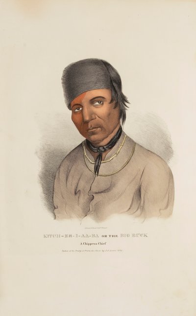 KITCH-EE-I-AA-BA neboli Velký Buck; náčelník Chippewů, z portfolia domorodců od James Otto Lewis