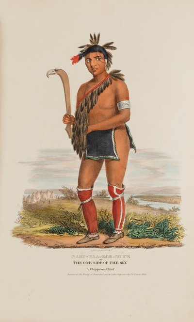 NABU-NAA-KEE-SHICK aneb Jedna strana nebe, náčelník kmene Chippewa, z portfolia domorodců od James Otto Lewis