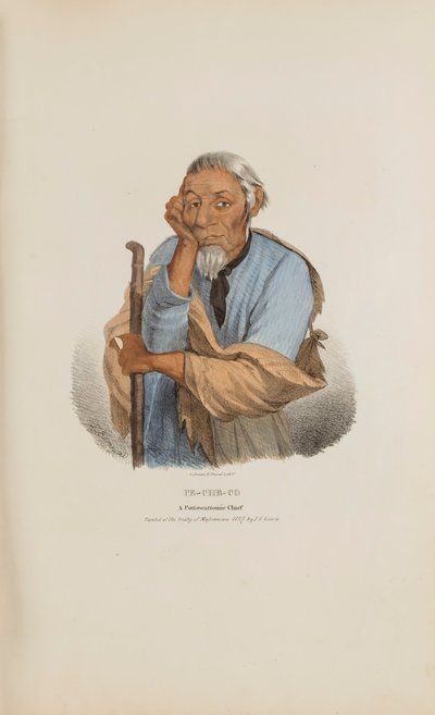 PE-CHE-CO; náčelník Pottowattomie, z portfolia domorodců od James Otto Lewis