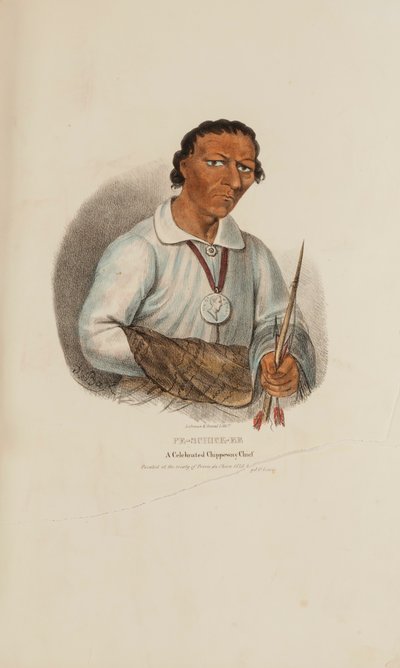 PE-SCHICK-EE; Slavný náčelník Chippeway, z The Aboriginal Portfolio od James Otto Lewis