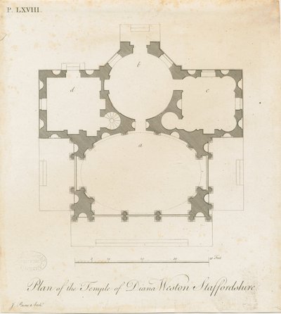 Weston-under-Lizard - The Temple of Diana: rytina, nd [c 1765-1770] (tisk) od James Paine