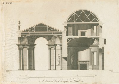 Weston-under-Lizard - The Temple of Diana: rytina, nd [c 1765-1770] od James Paine