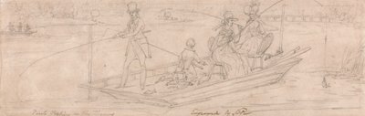 Punt Fishing in the Thames (grafit na papíře) od James Pollard