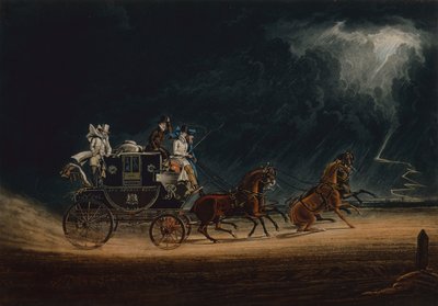 Mail Coach v bouřce na Newmarket Heath od James Pollard