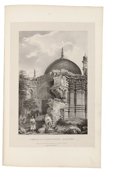 Chrám Višvešvúr, Benáres 1831-33 (litografie) od James Prinsep