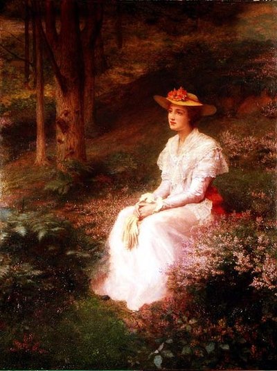 Elegantní dáma sedící v lesích od James R. Lee