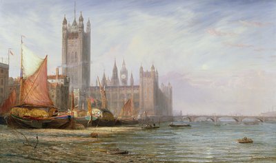 Budovy parlamentu a Westminsterský most, cca 1875 od James Richard Marquis