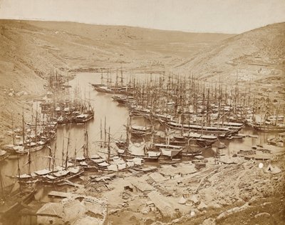 Přístav Balaklava, při pohledu na sever, 1856 (sépiová fotografie) od James Robertson