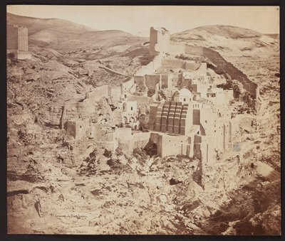 „Klášter Mar Saba. 1857“ [Velká lávra svatého Sáby, v arabštině známá jako Mar Saba - pravoslavný klášter ležící v údolí Kidronu na Západním břehu Jordánu, východně od Betléma] od James Robertson