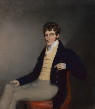 Portrét gentlemana ve žluté vestě, kolem roku 1795 (pastel na papíře) od James Sharples