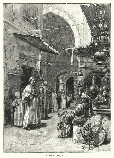Brass Bazaar, Káhira (rytina) od James Shaw Crompton