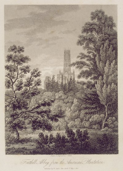 Fonthill Abbey z americké plantáže, publikoval W. Clarke, New Bond Street, 1812 od James Storer