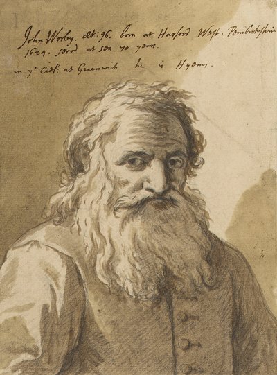 John Worley (1624-1721), asi 1720 (grafit, wash, hnědá) od James Thornhill