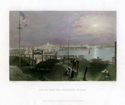 Boston, jak je vidět z Dorchester Heights, USA, 1838. od James Tibbitts Willmore