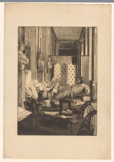 Foyer Comédie-Française během obléhání Paříže v letech 1870-1871 od James Tissot