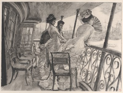 Galerie H.M.S. Kalkata Suvenýr plesu na lodi La galerie du Calcutta..., 1876. od James Tissot