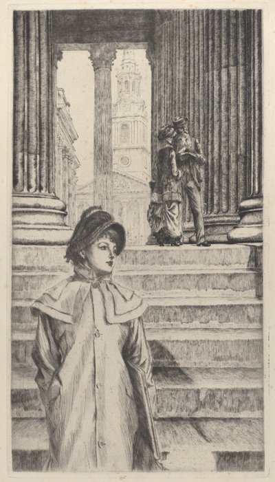 Portico of the National Gallery, Londýn, 1878. od James Tissot
