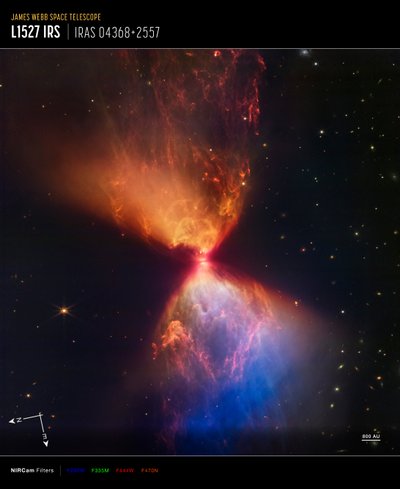 L1527 a Protostar (NIRCam Compass Image) od James Webb Space Telescope (NASA)