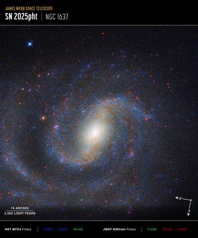 Snímek NGC 1637 z projektu Compass od James Webb Space Telescope (NASA)