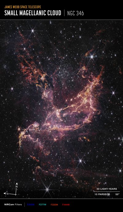 NGC 346 (snímek kompasu NIRCam) od James Webb Space Telescope (NASA)