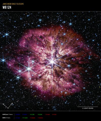 WR 124 (NIRCam a MIRI Compass Image) od James Webb Space Telescope (NASA)
