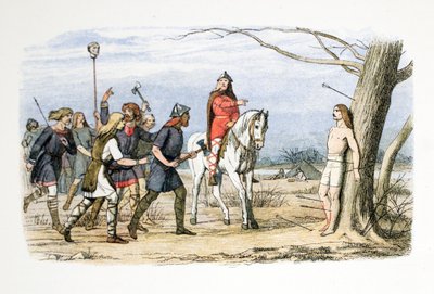 Edmund, král východní Anglie, zabit Dány, 20. listopadu 869 n. l., od A Chronicle of England BC 55 do AD 1485, pub. Londýn, 1863 od James William Edmund Doyle